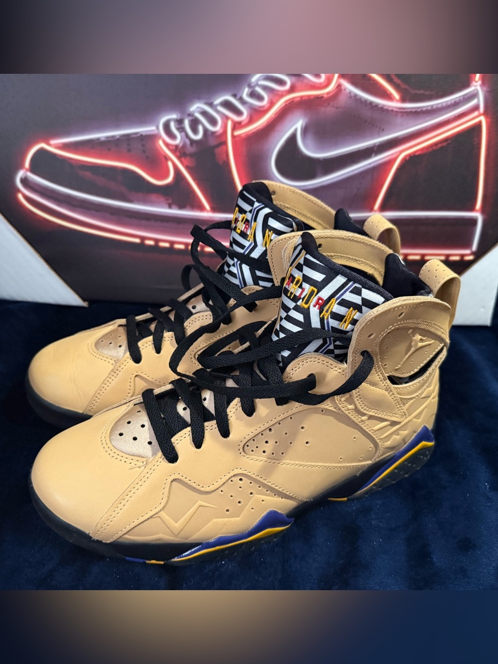 Jordan High-Top Sneakers in Tan and Black with Purple Accent - Negotiable price